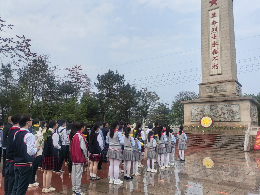 【红色基地缅先烈 锤炼党性践初心】队员们在烈士墓前默哀.jpg