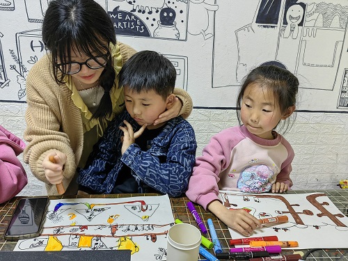 江苏省徐州经开区徐庄镇龙田村关工委开展“童心童趣  绘画时光”七彩课堂活动
