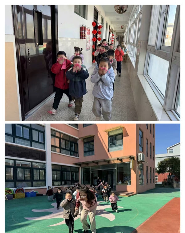 消防安全牢记心间——江苏省徐州市铜山区汉王镇刘庄幼儿园关工委举行消防疏散演练活动
